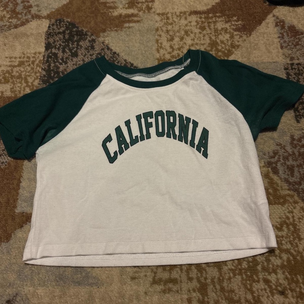 SHEIN Green and White California Tee